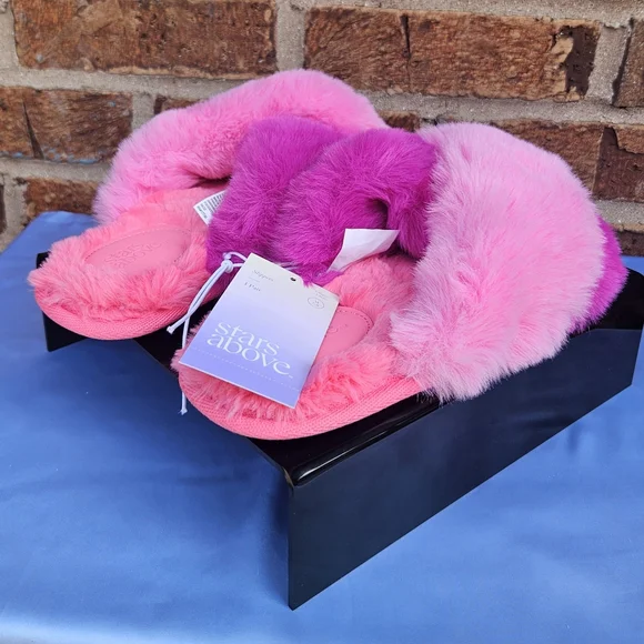 Pink and Purple Fuzzy Slippers - Picture 4 of 5
